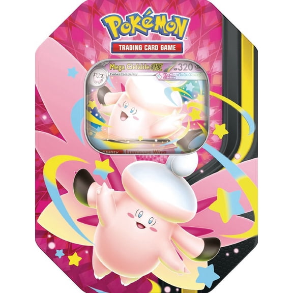 Pokemon Mega Evolution Moonlit Mega Clefable ex Tin Set (4 Booster Packs & 1 Foil Promo Card)