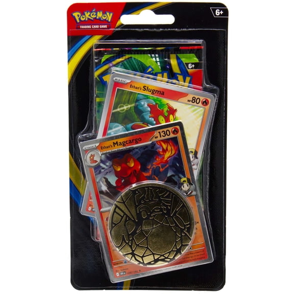 Pokemon Mega Evolution Phantasmal Flames Slugma & Magcargo Checklane BLISTER Pack (Booster Pack, 2x Promo Card & Large Coin)