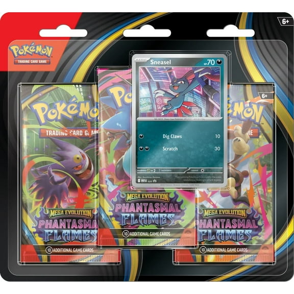 Pokemon Mega Evolution Phantasmal Flames Sneasel 3-Booster Blister Pack [3 Booster Packs & 1 Foil Promo Card]