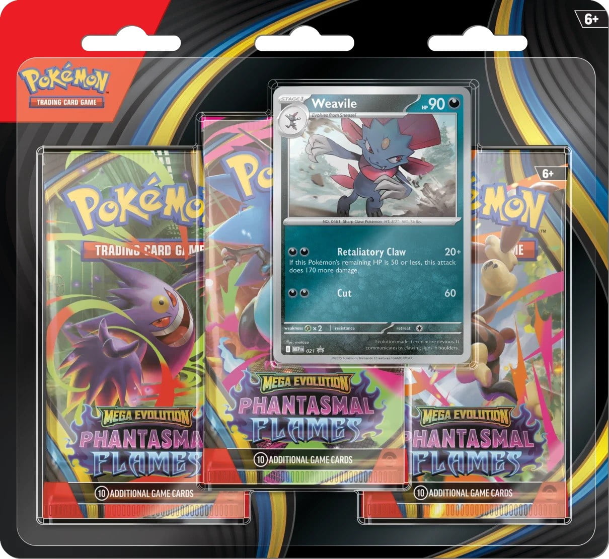 Pokemon Mega Evolution Phantasmal Flames Weavile 3-Booster Blister Pack [3 Booster Packs & 1 Foil Promo Card]