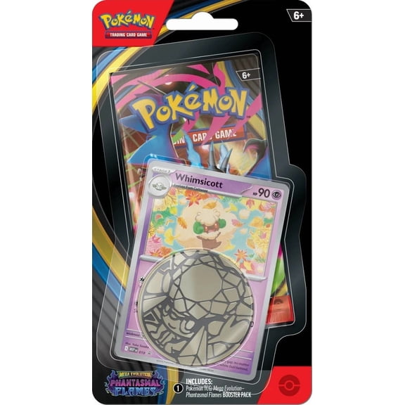 Pokemon Mega Evolution Phantasmal Flames Whimsicott Checklane BLISTER Pack [Booster Pack, Promo Card & Large Coin]
