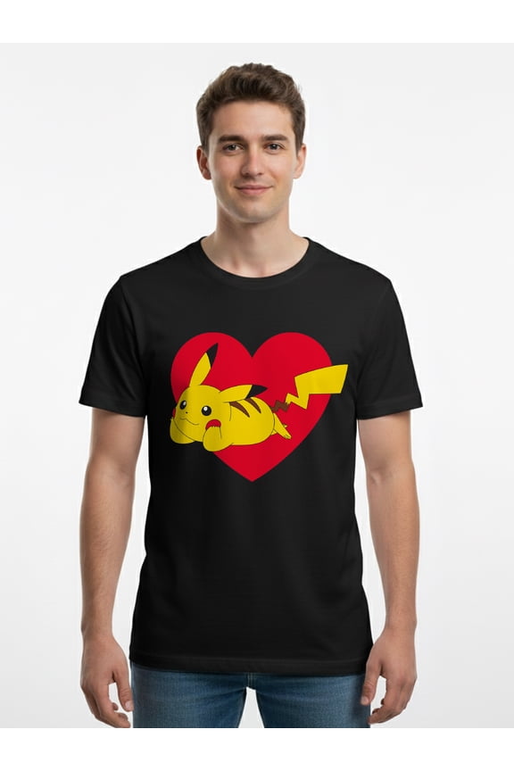 Pokemon, Men's & Big Men's Valentine's Day Graphic Tee, I Heartchu, Sizes S-3XL