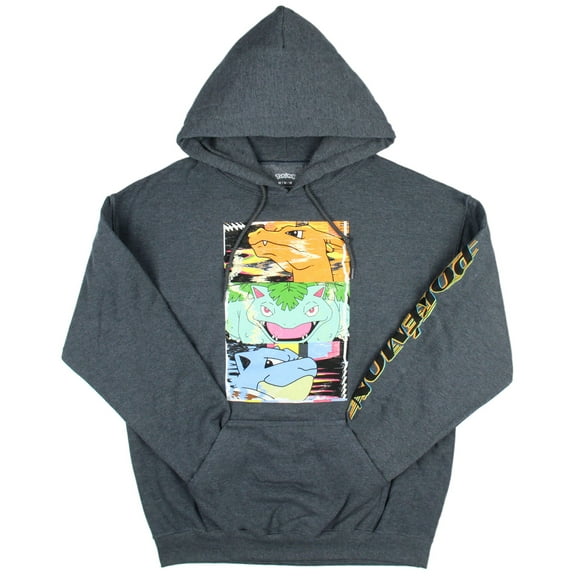 Pokemon Men's Distortion Box Charizard Venusaur Blastoise Hooded Sweatshirt Pullover Hoodie