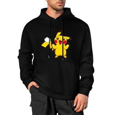 Pokemon Men's Hoodie, 3D Printed Pikachu Loose Fit Casual Sweatshirt Long Sleeve Pullover
