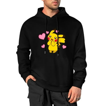 Pokemon Men's Hoodie, 3D Printed Pikachu Loose Fit Casual Sweatshirt Long Sleeve Pullover