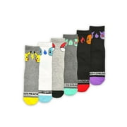 Pokemon Men's Quarter Socks, 6-Pack, Size 8-12