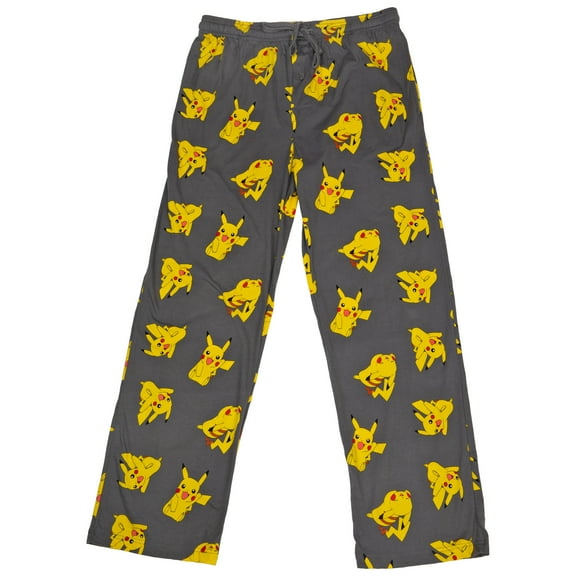 Pokemon Mens Gray Knit Pikachu Lounge Pants Sleep Pants Pajama Bottoms L