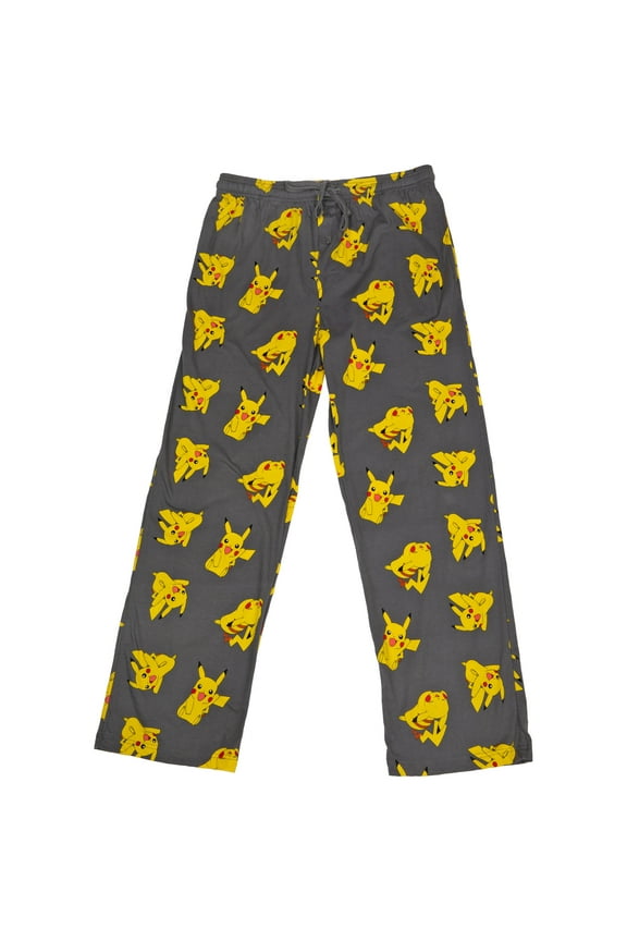 Pokemon Mens Gray Knit Pikachu Lounge Pants Sleep Pants Pajama Bottoms L