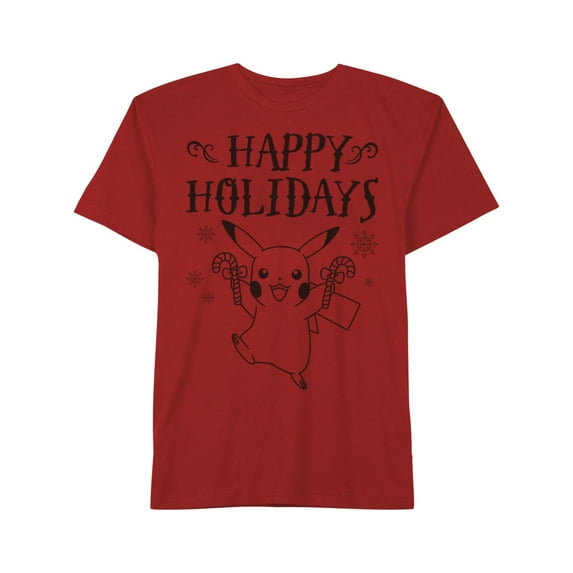 Pokemon Mens Holiday Pikachu Snowflake T-Shirt