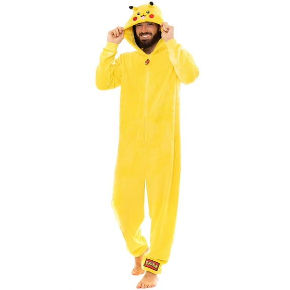 Pokemon Mens Long Sleeve Fleece Onesie Yellow Sizes S-XXL