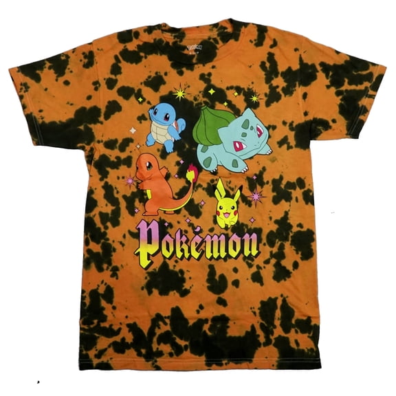 Pokemon Mens T-Shirt - Characters Above Name In Stars Tie Dye (2X-Large)