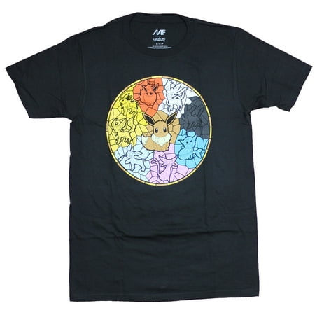 Pokemon Mens  T-Shirt - Eevee Stained Glass Evolutions Image (Small)