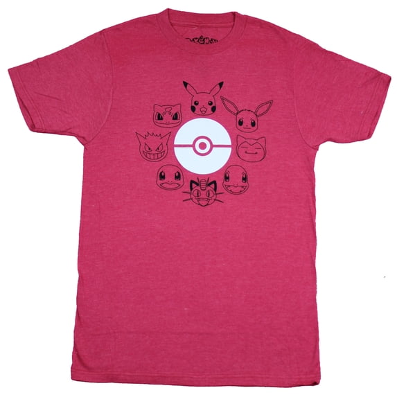 Pokemon Mens T-Shirt - Powerful Character Heads Around Simple Pokeball (Small)