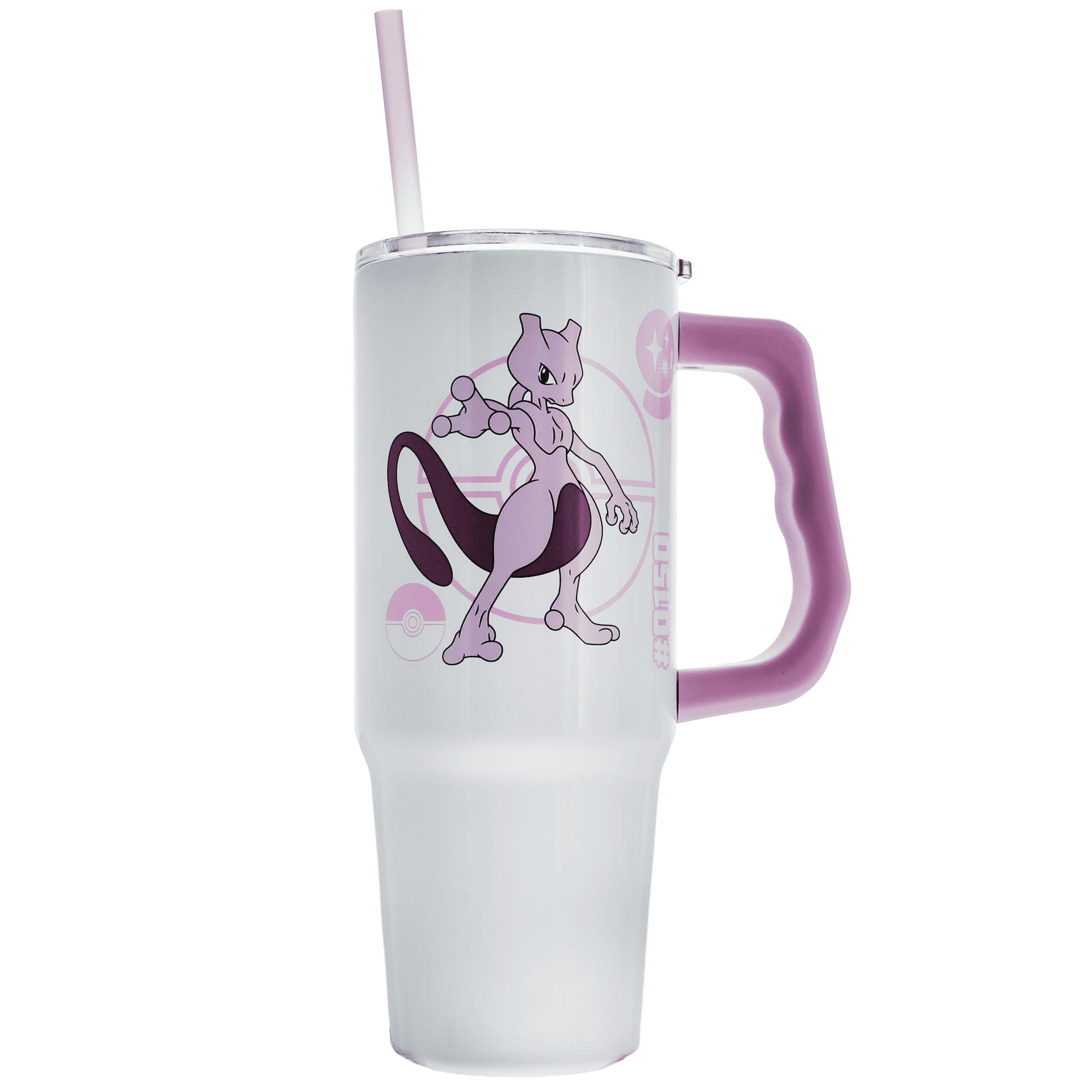 Pokemon Mewtwo & Type 30oz Stainless Steel Tumbler with Handle and Straw