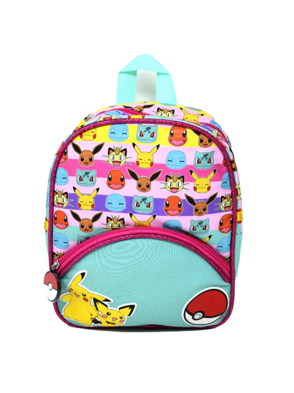 Pokemon Mini Backpack 11" with Glitter Trimming and Small Front Pocket