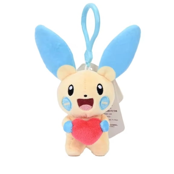 Minun Plush Keychain Clip – 3.5” Heart Plush Toy for Kids, Bags & Gifts