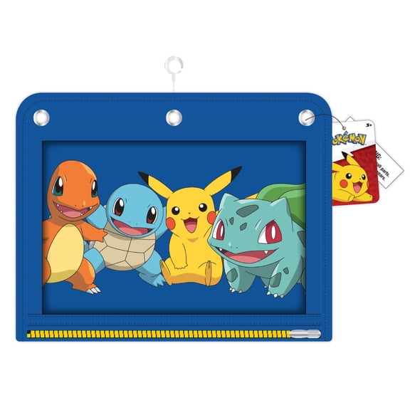 Pokemon Multicolor 3-Ring Pencil Case, 10.5-inches Wide by 8.25-inches High