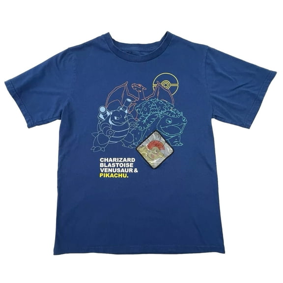 Pokemon Multiple Character With Reflective Patch Big Boy's T-Shirt - Small (8)