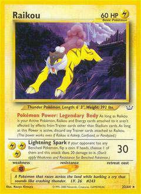 Pokemon Neo Revelation Rare Raikou #22 - Walmart.com