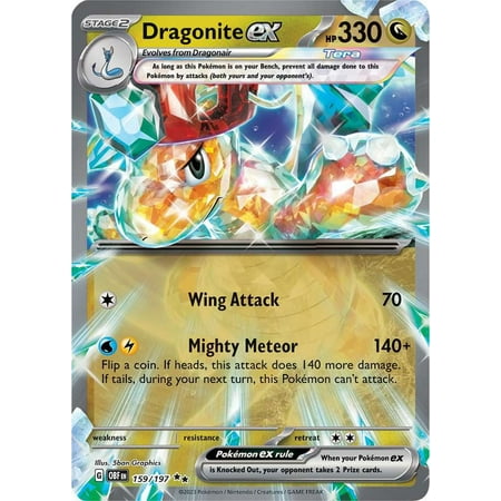 Pokemon Obsidian Flames Double Rare Dragonite ex #159