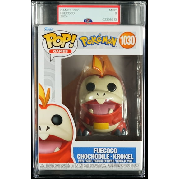 Pokemon, PSA Graded 9 MINT, Fuecoco Collectible Vinyl Figure #1030, Fully Encapsulated Bundle with Compatible Funko Pop! PSA Hard Protector Case