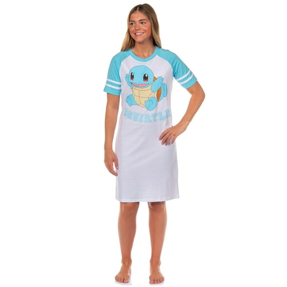 Pokemon Pajama Women's Varsity Raglan Sleep Shirt V-Neck Nightgown