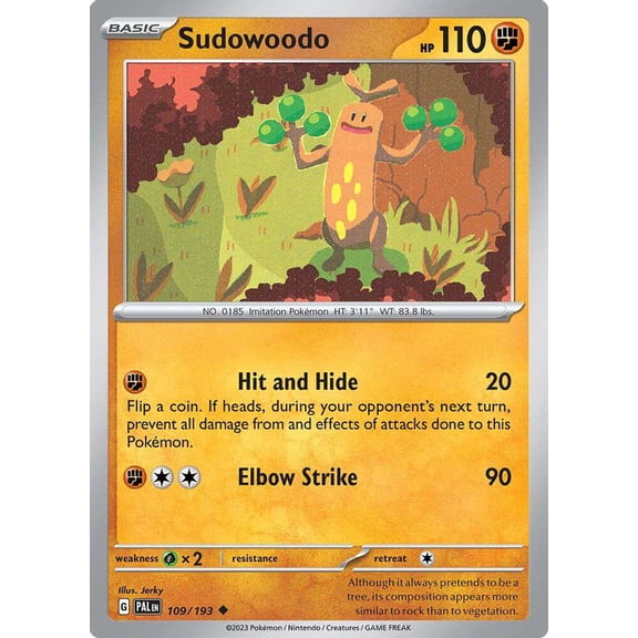 Pokemon Paldea Evolved Uncommon Sudowoodo #109