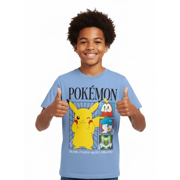 Pokémon, Boys' & Big Boys', Paldea Grid, Short Sleeve, Graphic Tee, Sizes 4-18
