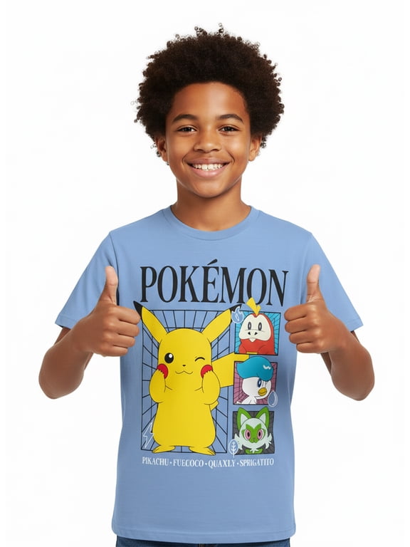 Pokémon, Boys' & Big Boys', Paldea Grid, Short Sleeve, Graphic Tee, Sizes 4-18