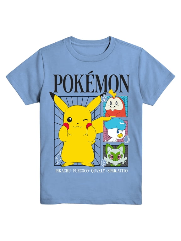 Pokémon, Boys' & Big Boys', Paldea Grid, Short Sleeve, Graphic Tee, Sizes 4-18