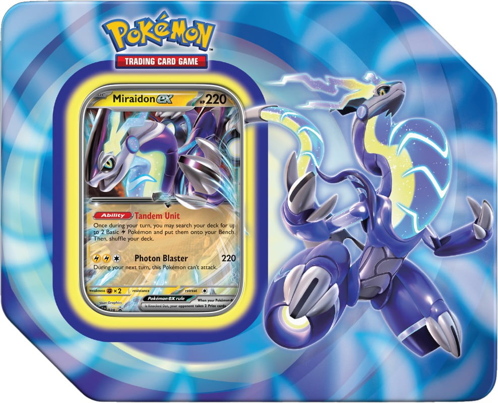 Pokemon Paldea Legends Miraidon ex Tin (5 Booster Packs,1 Promo Foil Card &  More) 