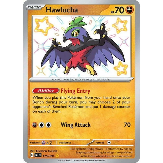 Pokemon Paldean Fates Hawlucha #175 (Shiny Rare)