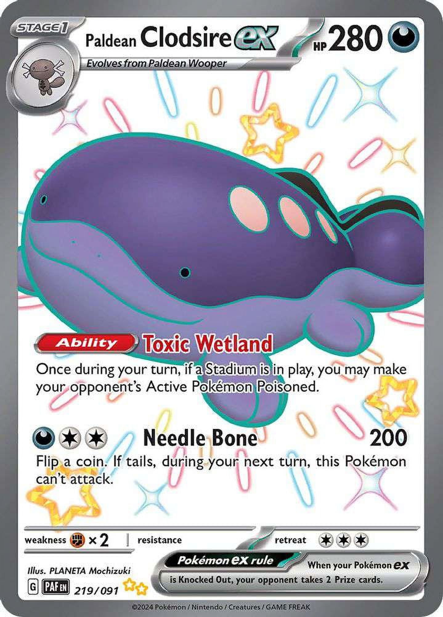Pokemon Paldean Fates Shiny Ultra Rare Paldean Clodsire ex #219 -  Walmart.com