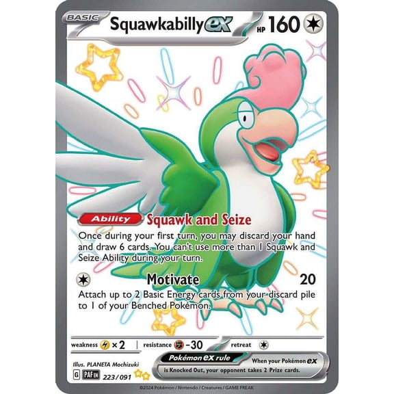 Pokemon Paldean Fates Shiny Ultra Rare Squawkabilly ex #223