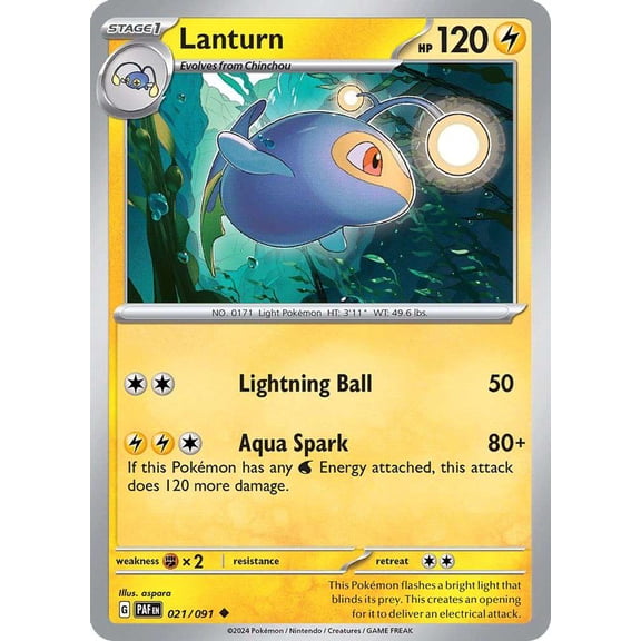 Pokemon Paldean Fates Uncommon Lanturn #21