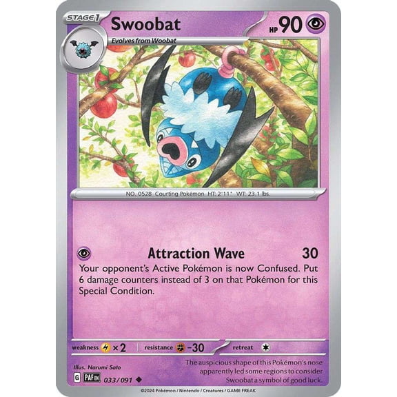 Pokemon Paldean Fates Uncommon Swoobat #33