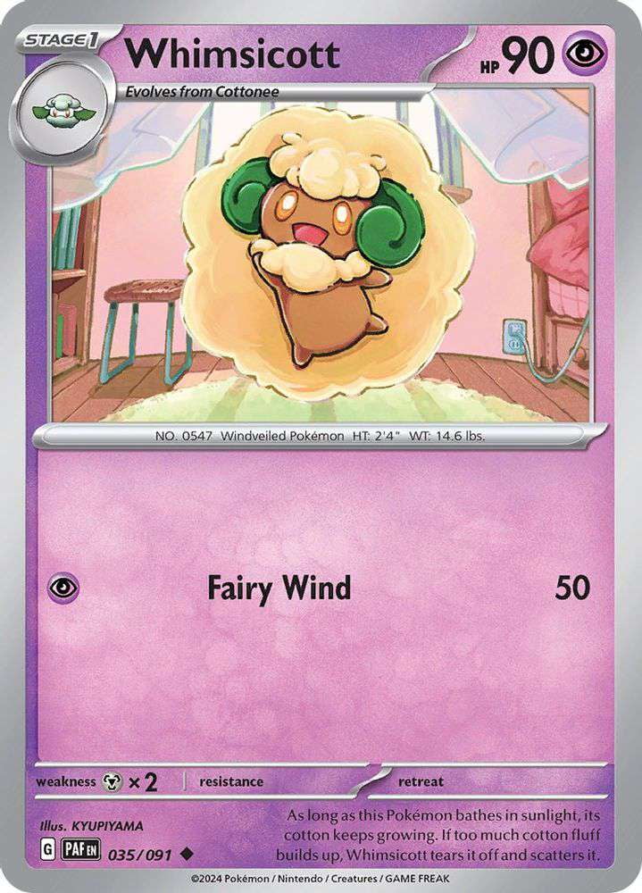 Pokemon Paldean Fates Uncommon Whimsicott #35 - Walmart.com