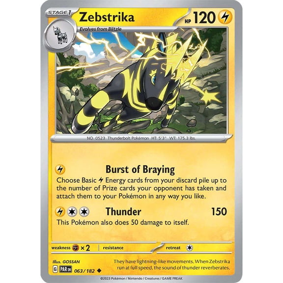Pokemon Paradox Rift Uncommon Zebstrika #63