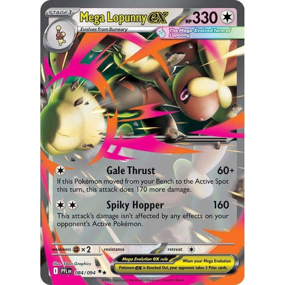 Pokemon Phantasmal Flames Double Rare Mega Lopunny ex #84