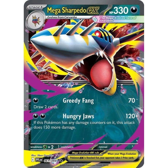 Pokemon Phantasmal Flames Double Rare Mega Sharpedo ex #61