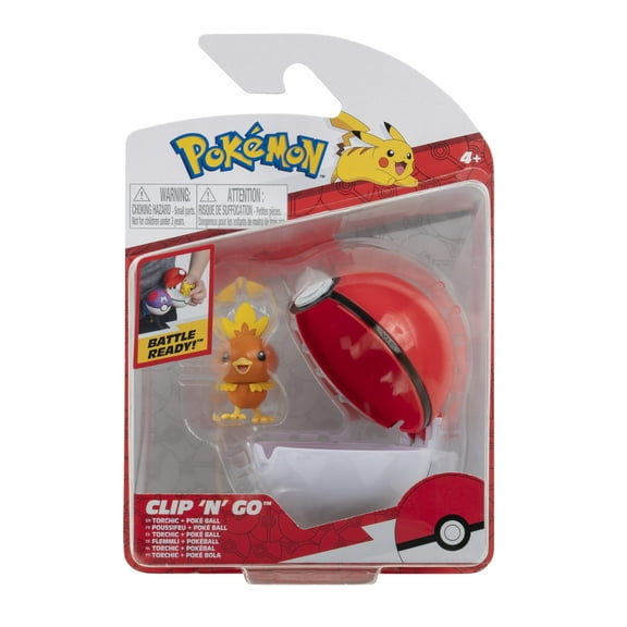 Pokemon Clip N Go Torchic and Poke Ball - Includes 2 inch Battle Figure and Poke Ball Accessory
