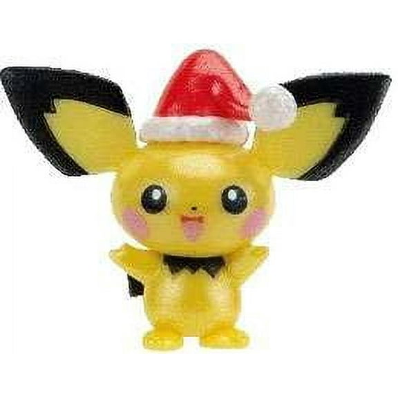 Pokemon Pichu in Santa Hat Mini PVC Figure (Pearlized Color Version) (No Packaging)