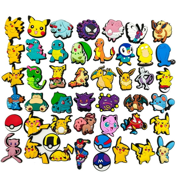Pokemon_Pika Shoe Charms 47 Pack Random Different Cute Shoe Decoration Charms, Shoe Charm, Charms for Shoes Bracelet Wristband Party Favors Gifts