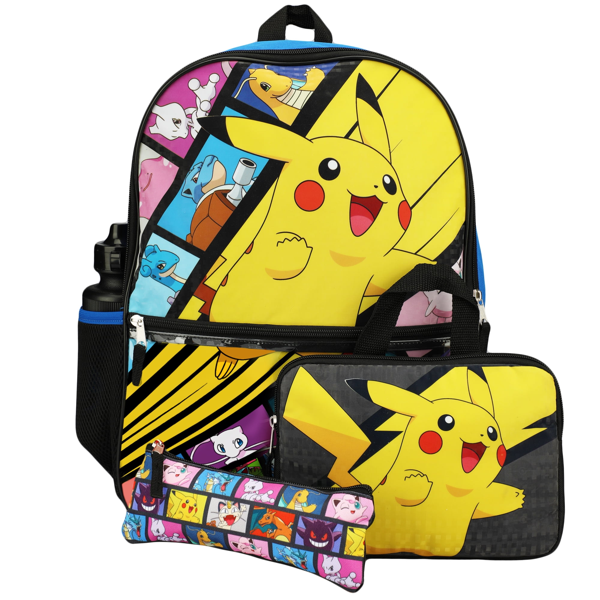Pokemon Pikachu Anime Cartoon 4 Piece Backpack Accessories Set for boys