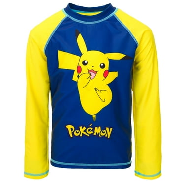 Pokemon Pikachu Big Boys Rash Guard Swim Shirt Little Kid to Big