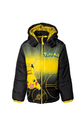 Pokemon Pikachu Big Boys Zip Up Winter Coat Puffer Jacket Toddler to Big Kid