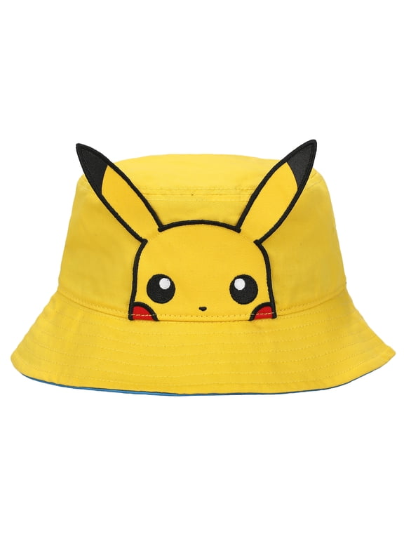 Pokemon Pikachu Big Face Unisex Adult Bucket Hat With 3D Plush