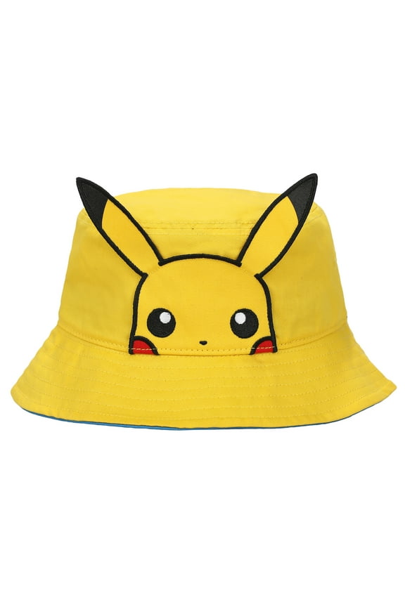Pokemon Pikachu Big Face Unisex Adult Bucket Hat With 3D Plush