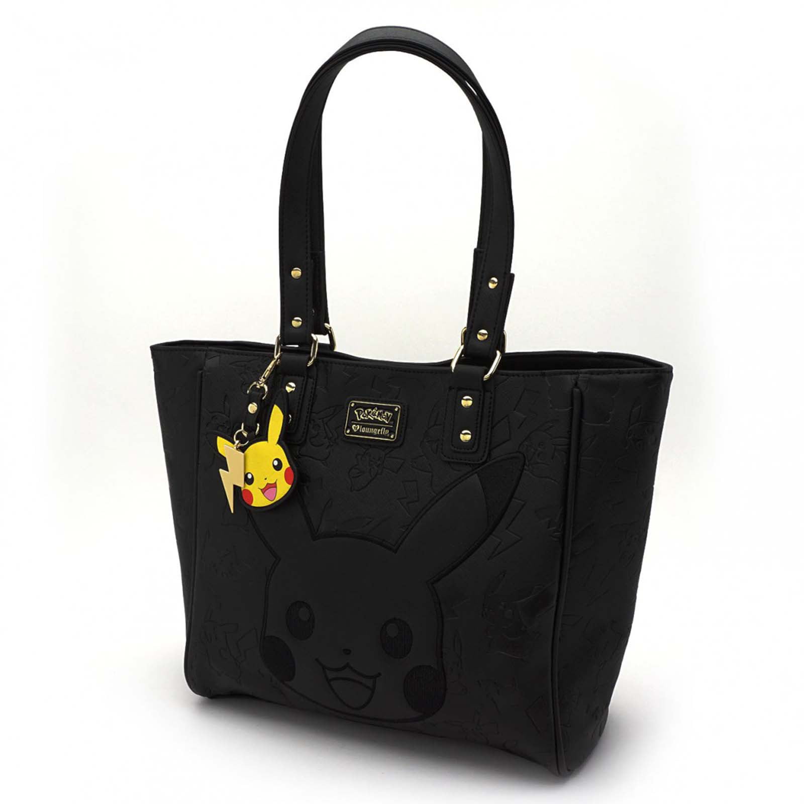 Pokemon Pikachu Black Embossed Purse Bag Tote 