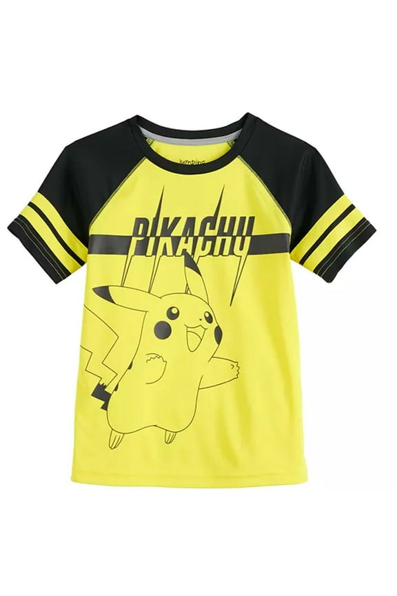 Pokemon Pikachu Boy's Activewear T-Shirt Yellow/Black Tee